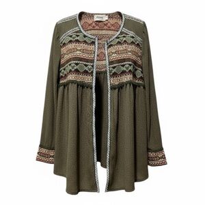Arianna by Howard’s Sage green Lightweight Jacket with Tapestry Size L/XL Boho